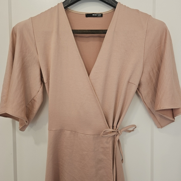 Nude Pink Wrap Dress - Picture 3 of 8